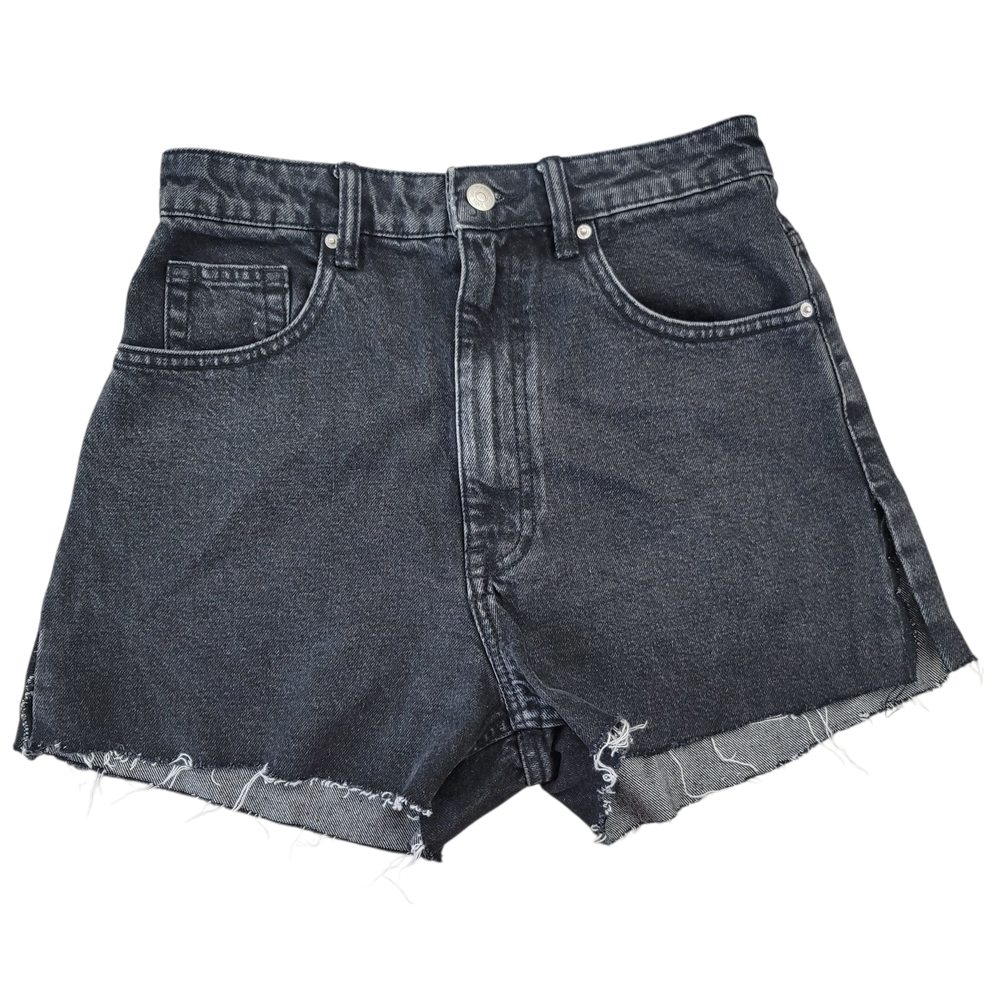 Zara Black Jean Shorts High-Waisted Distressed - Picture 1 of 9